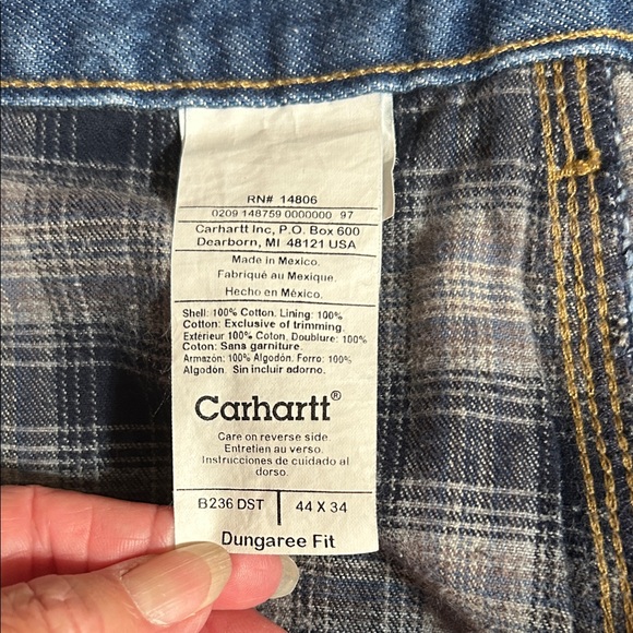 Carhartt 44x34 (Big & Tall) Gray Flannel Lined Denim Jeans - Picture 7 of 9